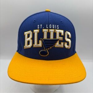 St Louis Blues NHL 47 Brand Vintage Hockey Logo Flatbrim Adjustable Blue Hat